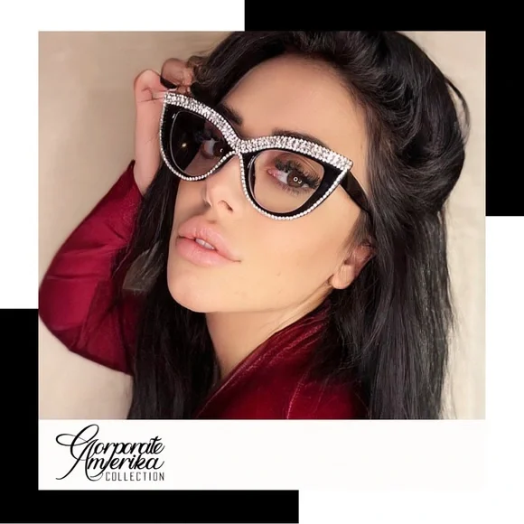 Stunning Rhinestone Cat Eye Fashion Eyeglasses - Picture 1 of 3